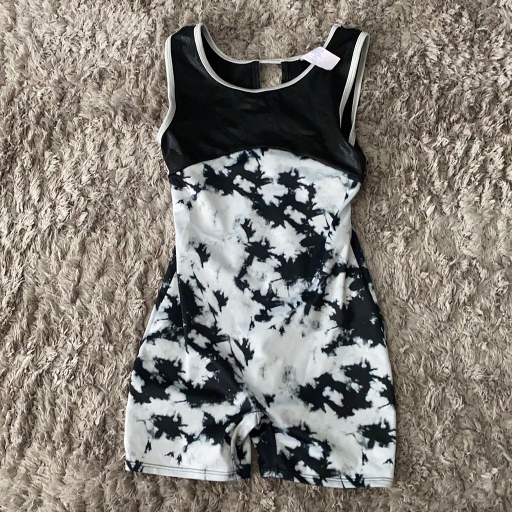 Girls Tie-Dye Gymnastics Biketard -Black